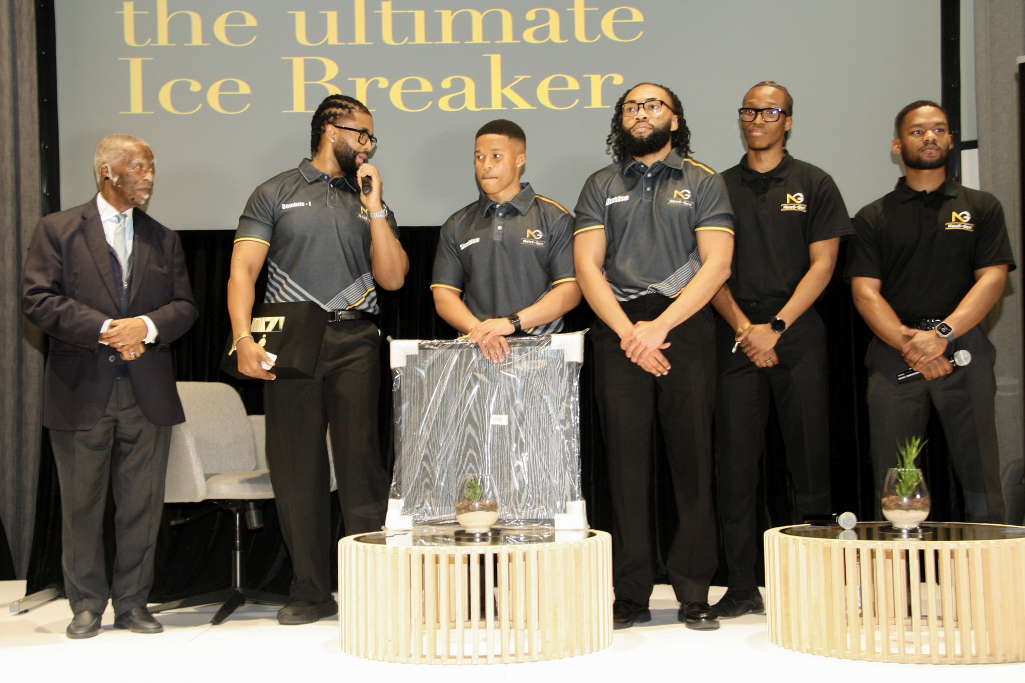 The collective on stage during the ice breaker session